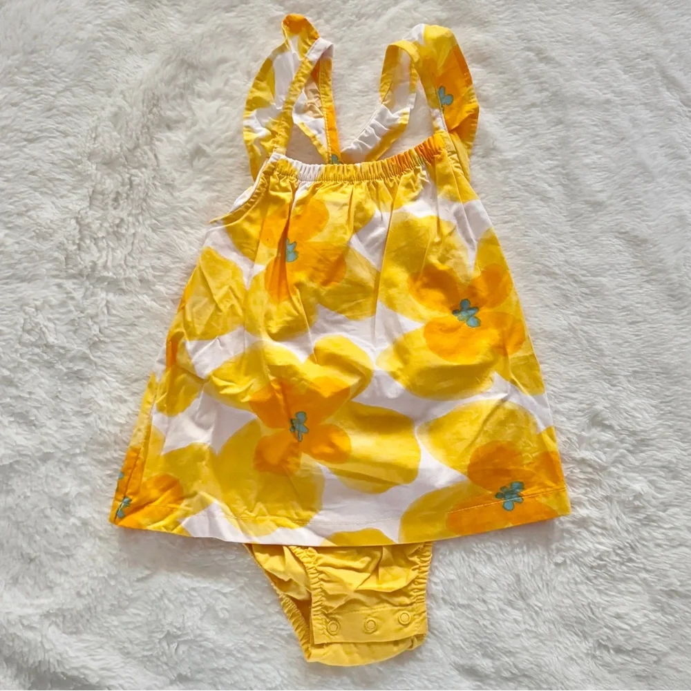 Carter’s Floral Print Ruffle Tank Sunsuit Romper Dress Yellow Size 18 Months